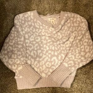 Jessica Simpson sweater sz xs women’s crop style tan & cream animal print